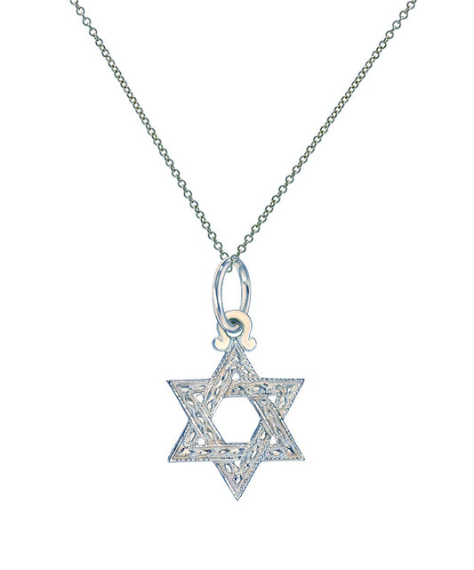 Sterling Silver Star of David Pendant Necklace, 18"