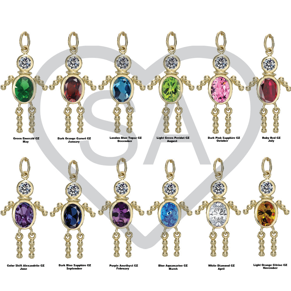 14 Karat Gold Boy Birthstone Baby Charm Only