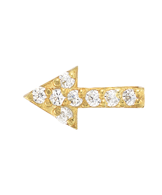 14KT Yellow Gold 0.04 ct Diamond Pave Arrow Single Stud