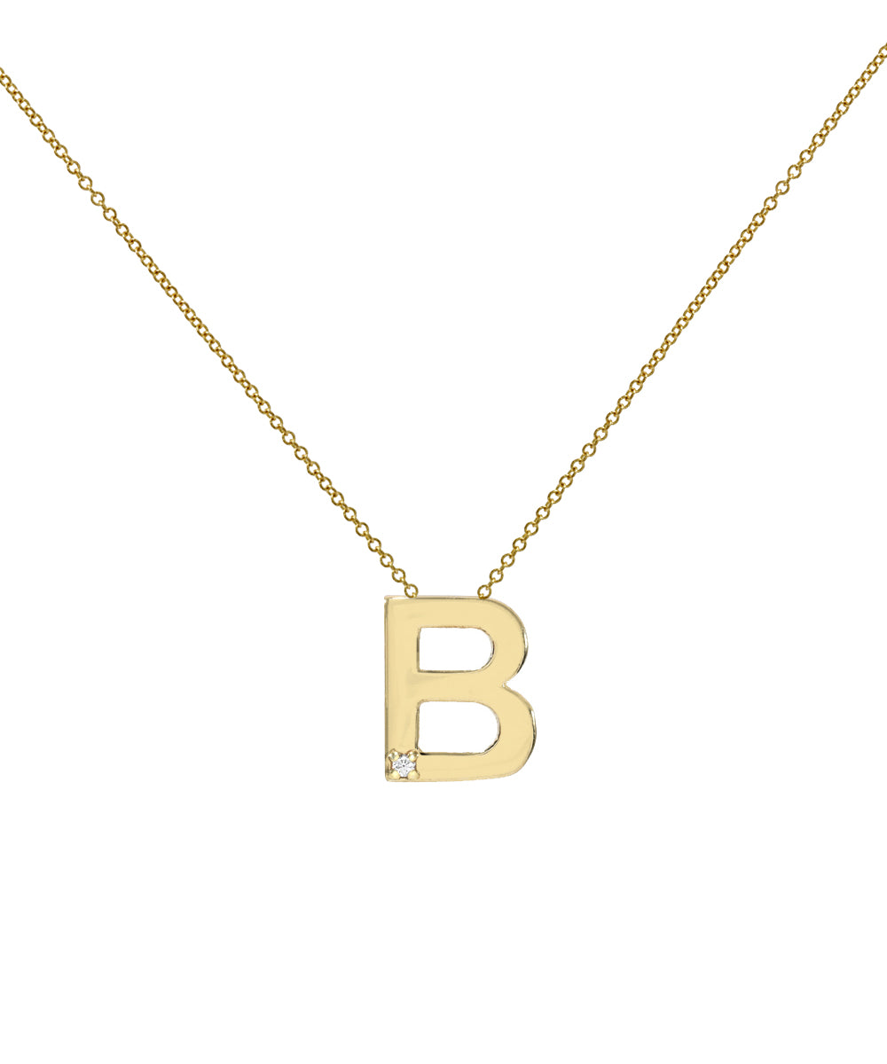 14KT Yellow Gold Initial Diamond Necklace 0.005 CT