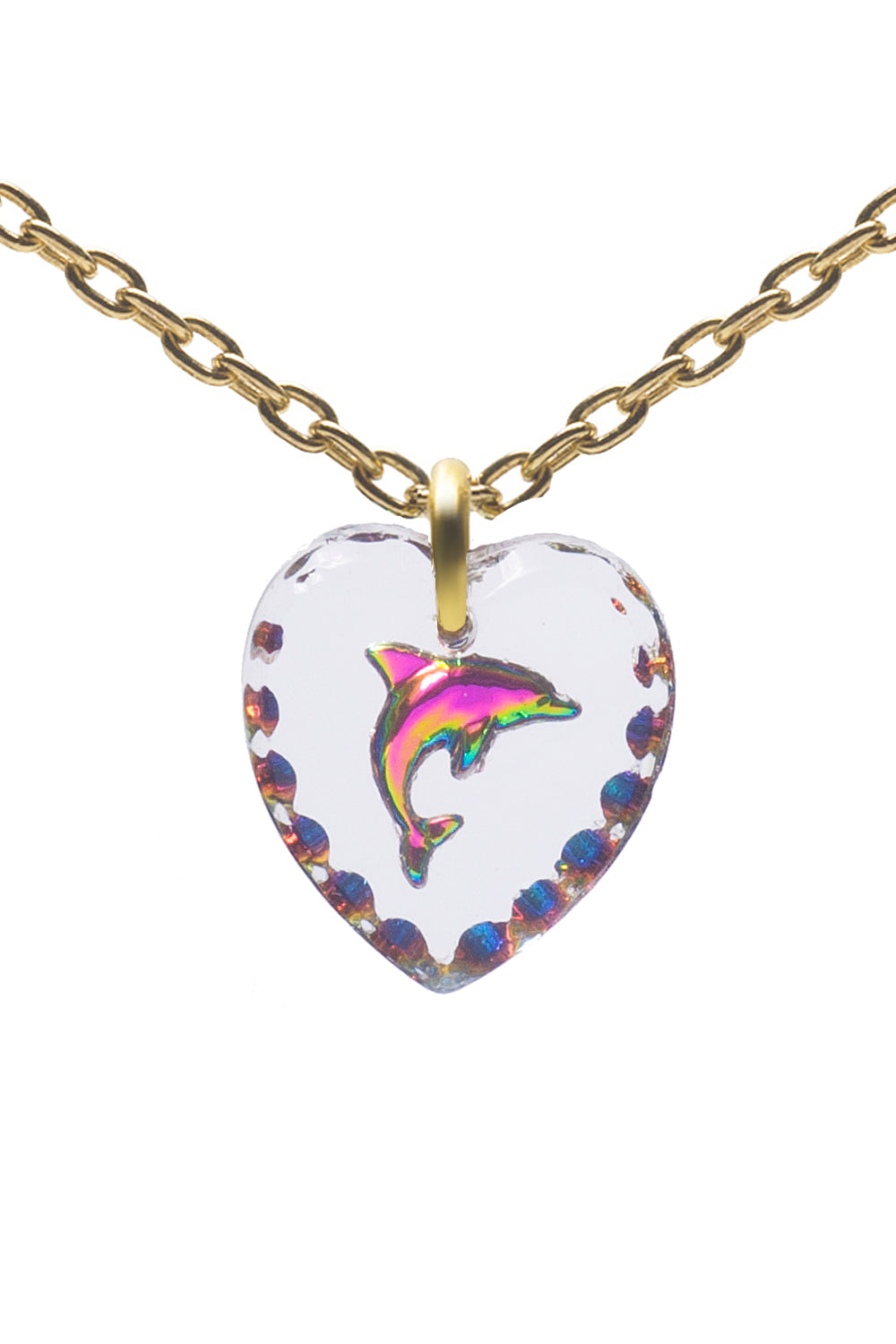 Sterling Silver Gold Plate Glass Heart Pendant