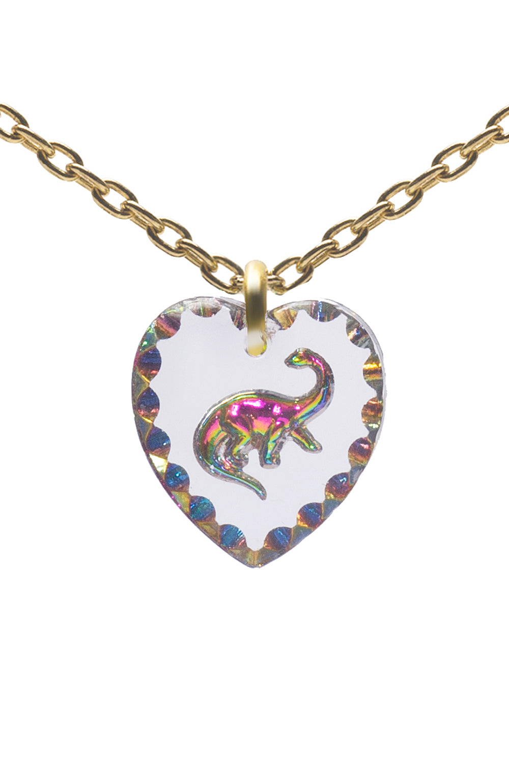 Glass Heart Pendant Necklace 18" Gold Plated Sterling Silver Cute Animal Charm - 0.55 x 0.51"