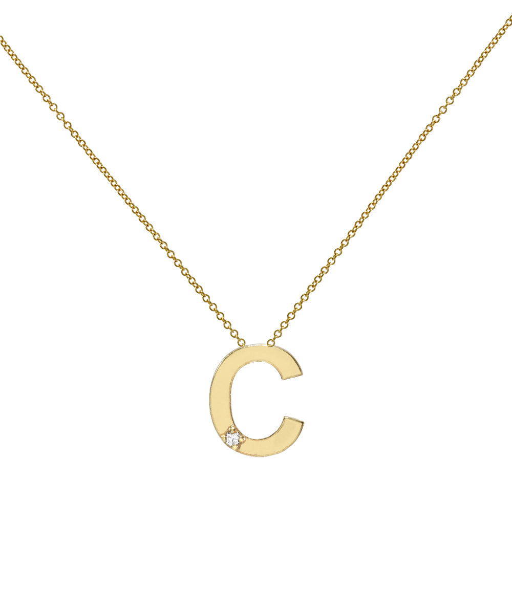 14KT Yellow Gold Initial Diamond Necklace 0.005 CT