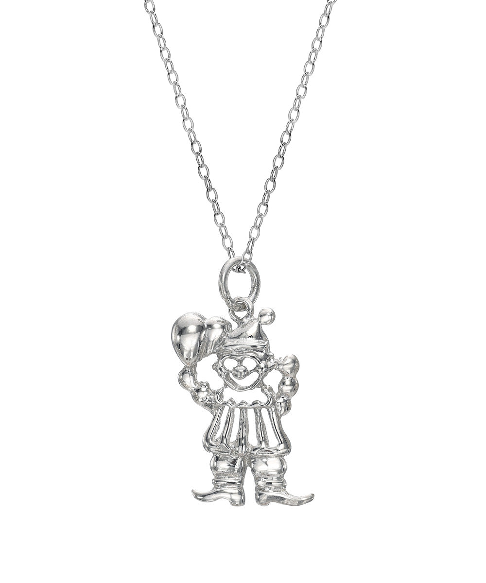 Sterling Silver Clown Pendant Necklace, 18"