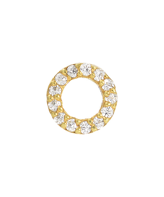 14KT Yellow Gold 0.06 ct Diamond Pave Circle Single Stud