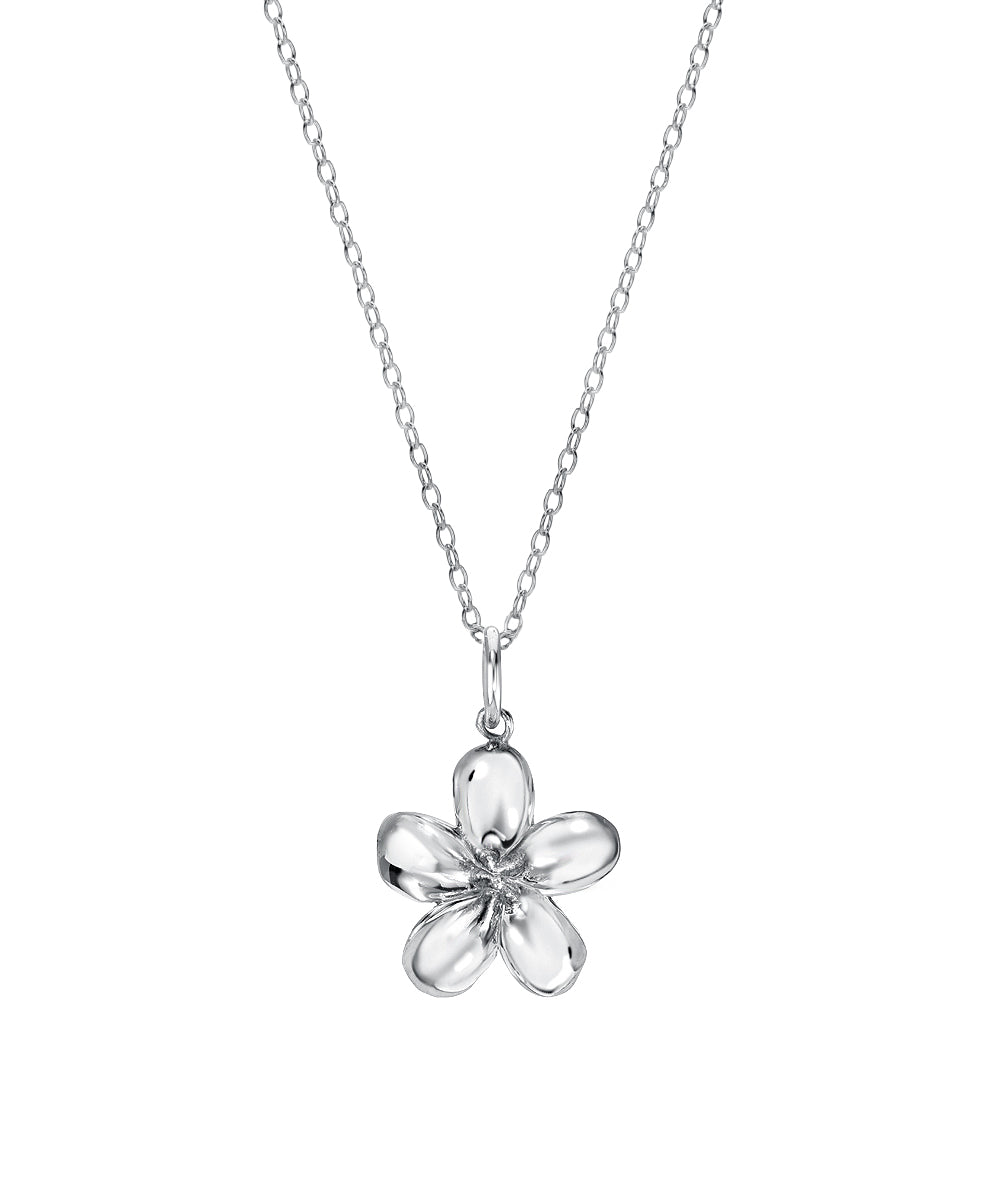 Sterling Silver Plumeria Pendant Necklace