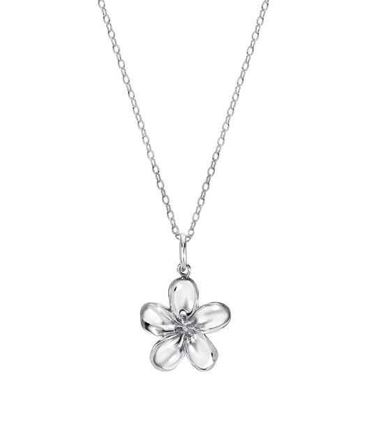 Sterling Silver Plumeria Pendant Necklace