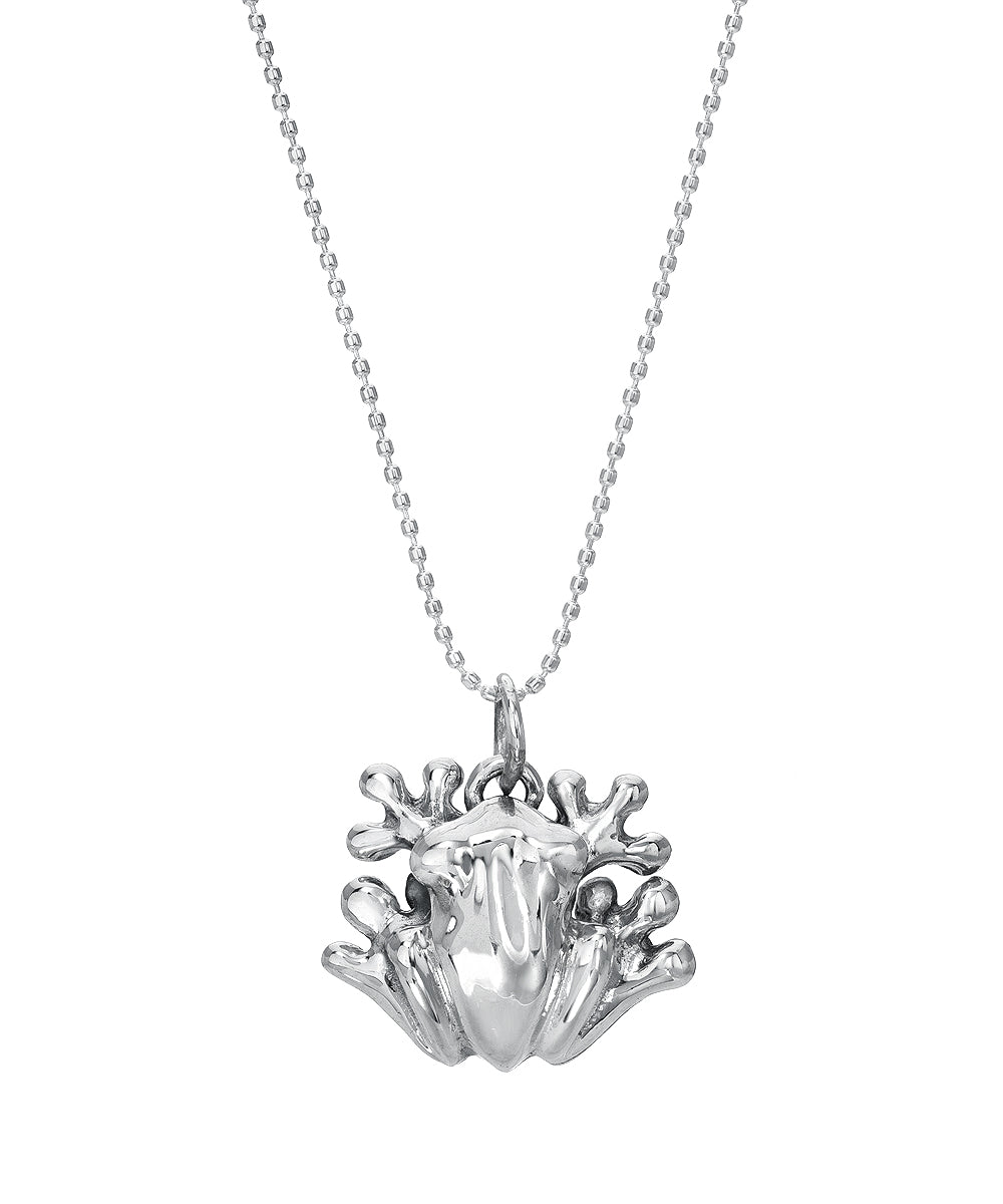 Sterling Silver Feng Shui Money Frog Pendant Necklace