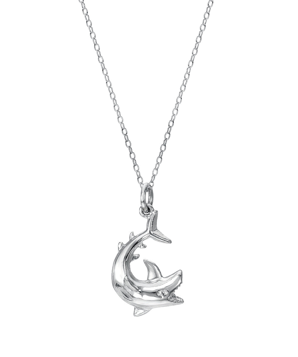 Sterling Silver Mako Shark Pendant Necklace