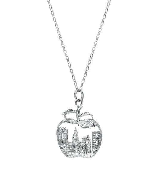 Sterling Silver Apple of My Eye New York City Skyline Pendant Necklace