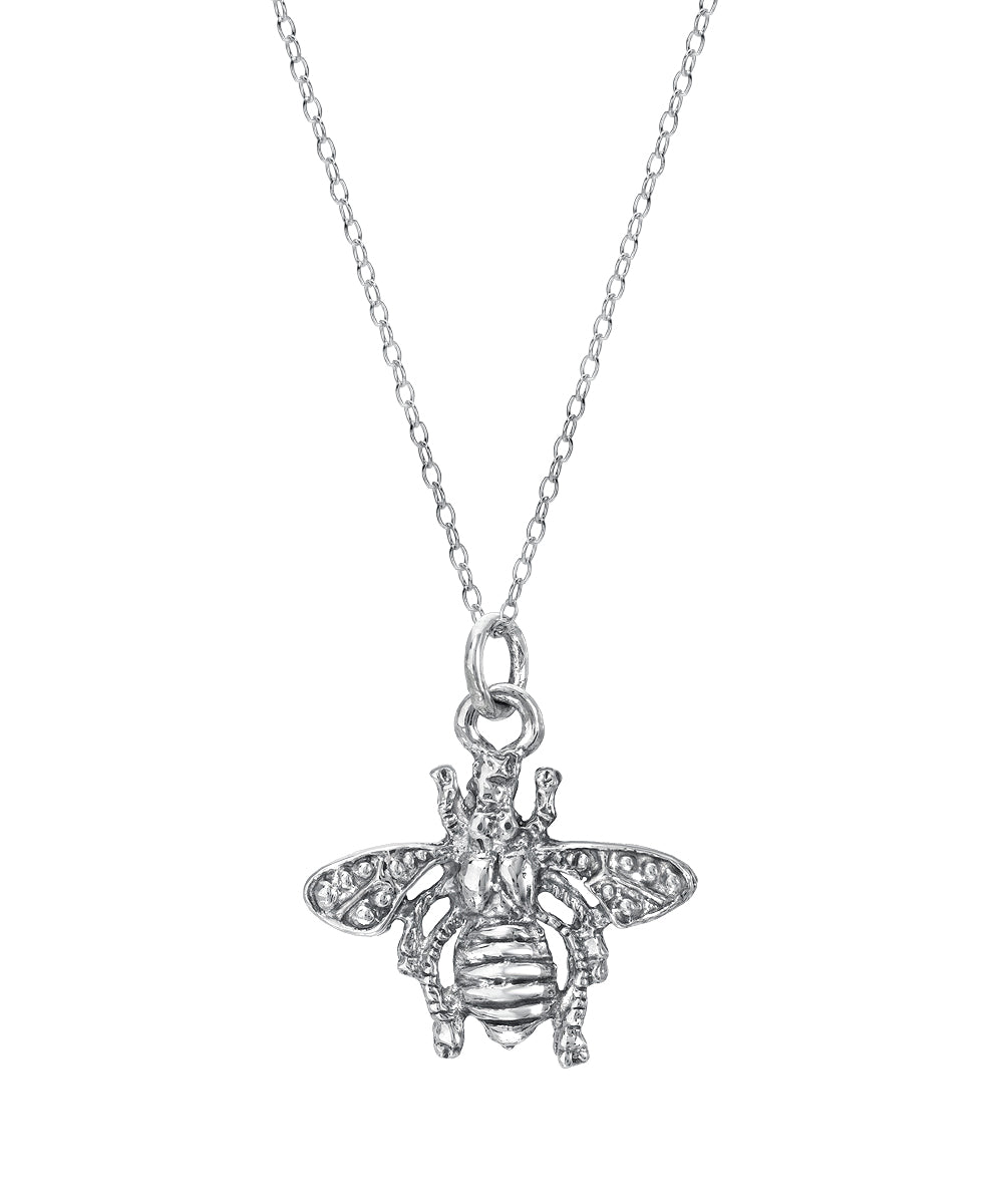 Sterling Silver Honey Bee Pendant Necklace