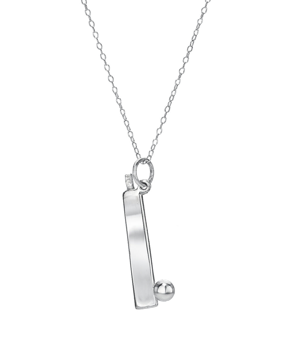 Sterling Silver Cricket Bat Pendant Necklace