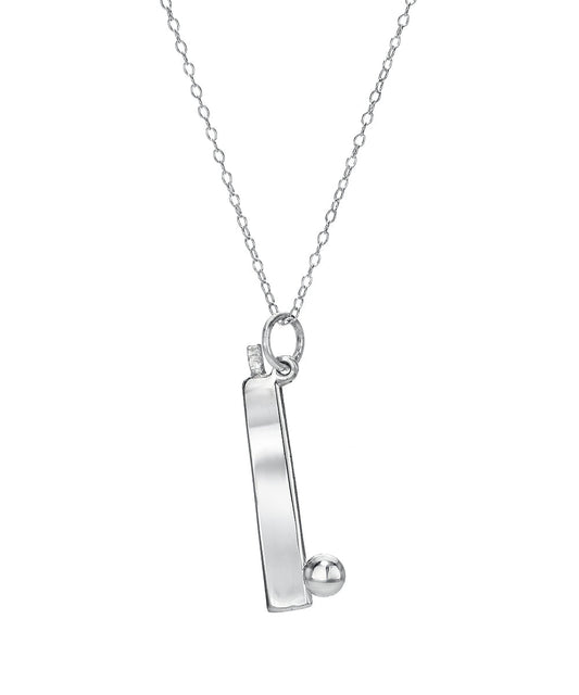 Sterling Silver Cricket Bat Pendant Necklace
