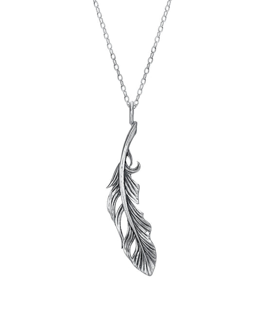 Sterling Silver Feather Pendant Necklace