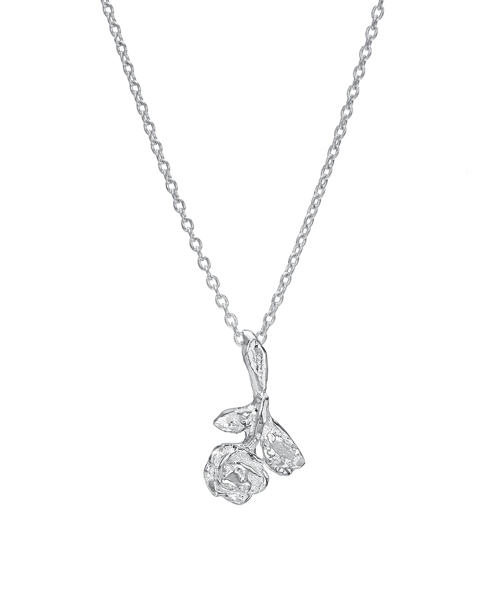 Sterling Silver Rose Pendant Necklace