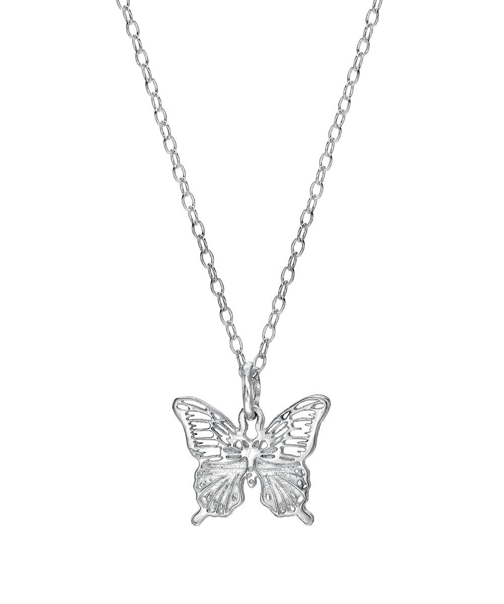 Sterling Silver Monarch Butterfly Pendant Necklace