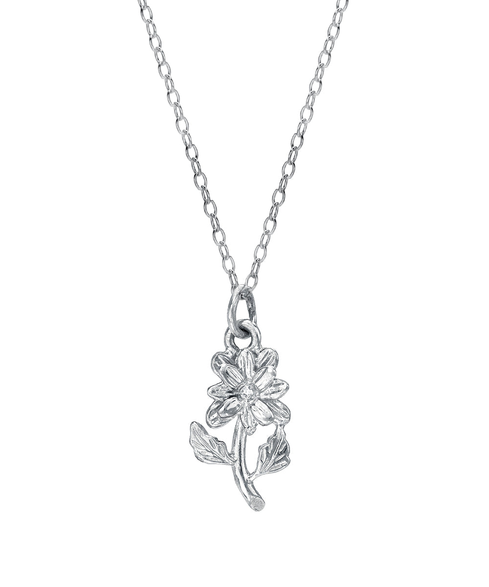 Sterling Silver Daisy Flower Pendant Necklace