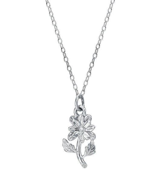 Sterling Silver Daisy Flower Pendant Necklace