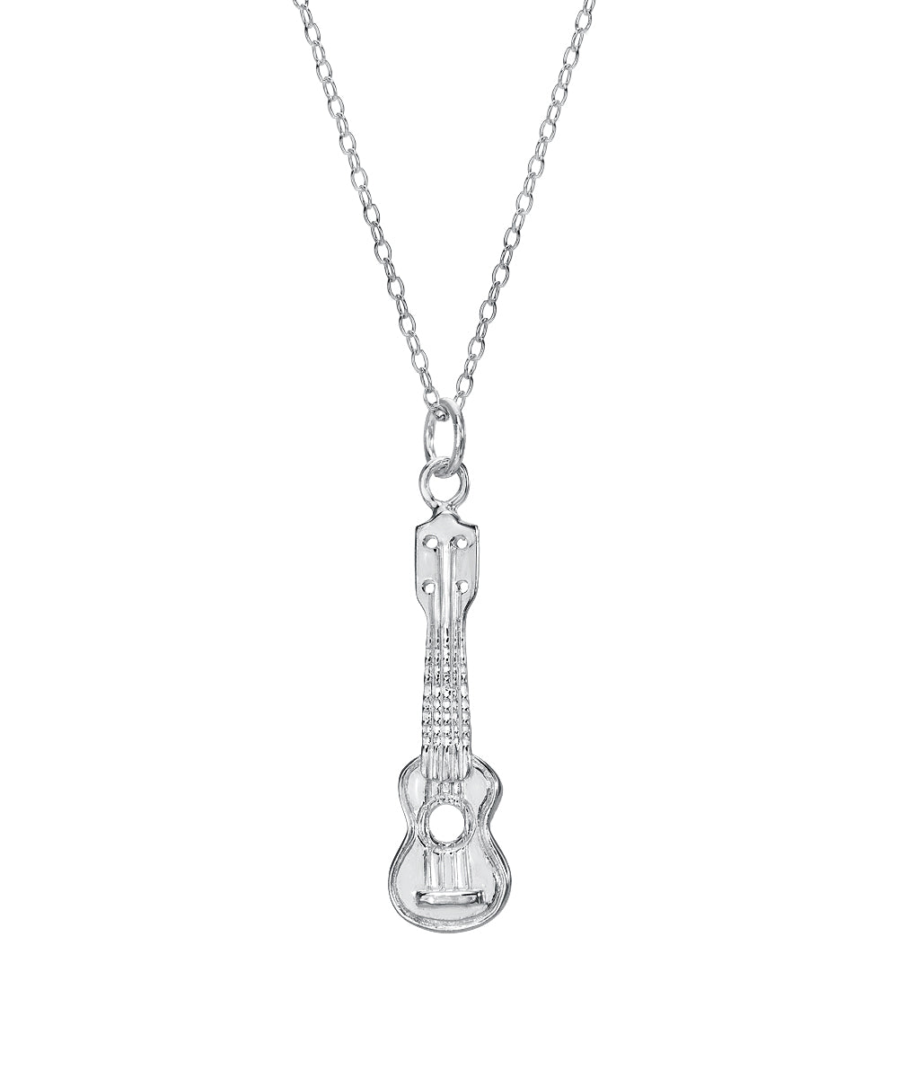 Sterling Silver Guitar Pendant Necklace