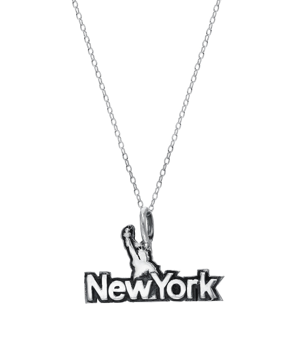 Sterling Silver City Destination Pendant Necklace Collection – Engraved City Names & Landmark Designs (New York, Los Angeles, Miami, Dallas & More)