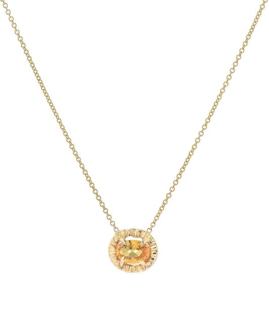 14KT Yellow Gold Orange Sapphire Aura Necklace, 18" Pendant Necklace