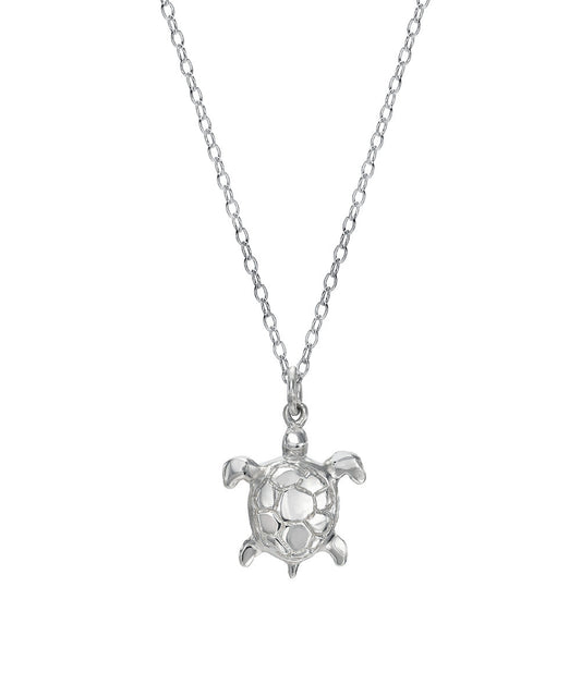 Sterling Silver Honu Sea Turtle Pendant Necklace, 18"