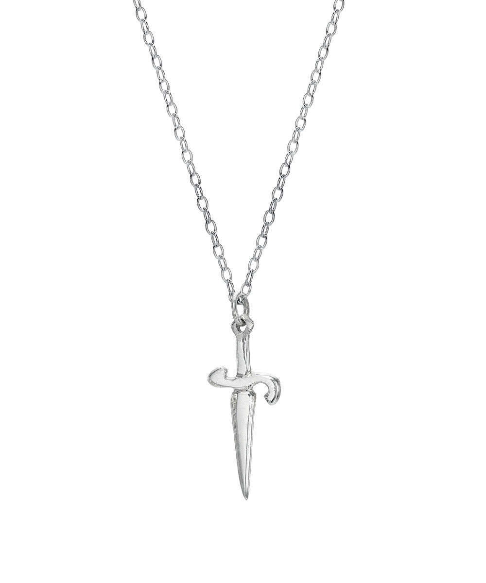 Sterling Silver Saber Sword Pendant Necklace, 18"