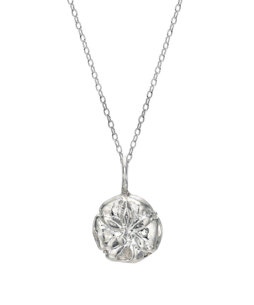 Sterling Silver Puff Sand Dollar Pendant Necklace, 18"