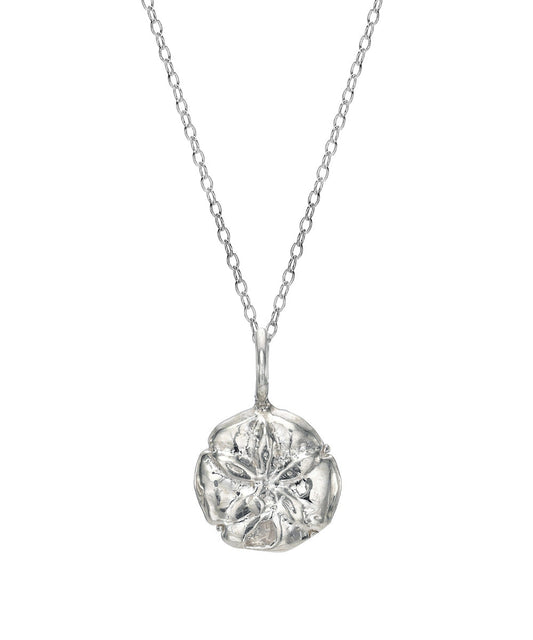Sterling Silver Puff Sand Dollar Pendant Necklace, 18"