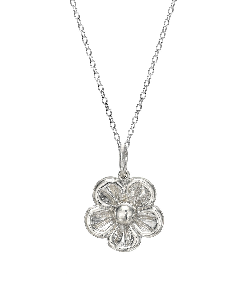 Sterling Silver Daisy Flower Pendant Necklace, 18"