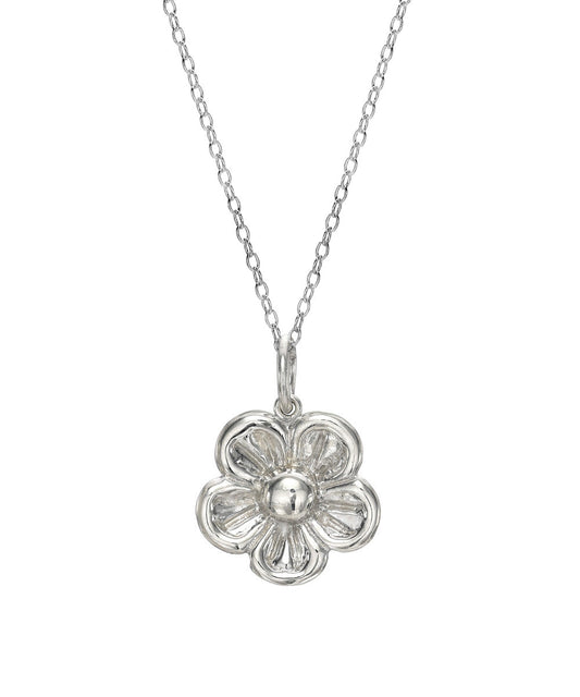 Sterling Silver Daisy Flower Pendant Necklace, 18"