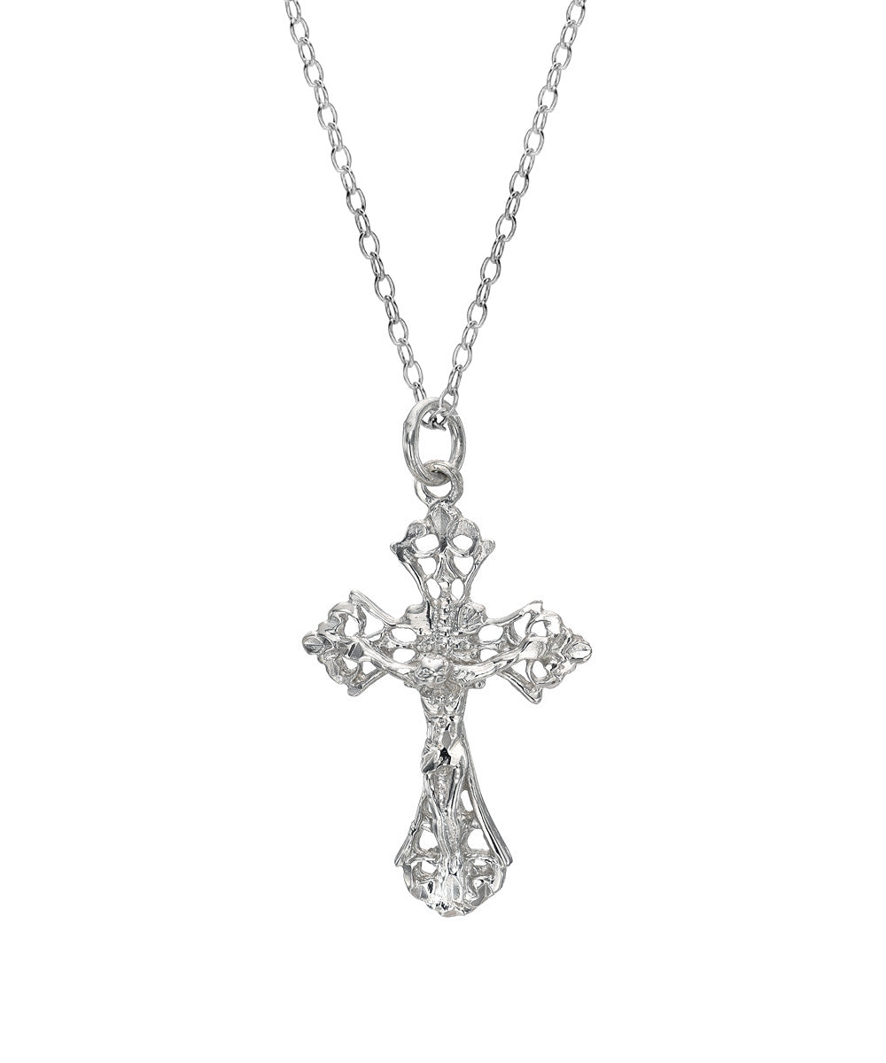 Sterling Silver Crucifix Pendant Necklace, 18"