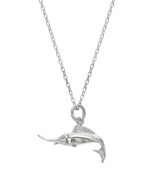 Sterling Silver Sailfish Pendant Necklace, 18"