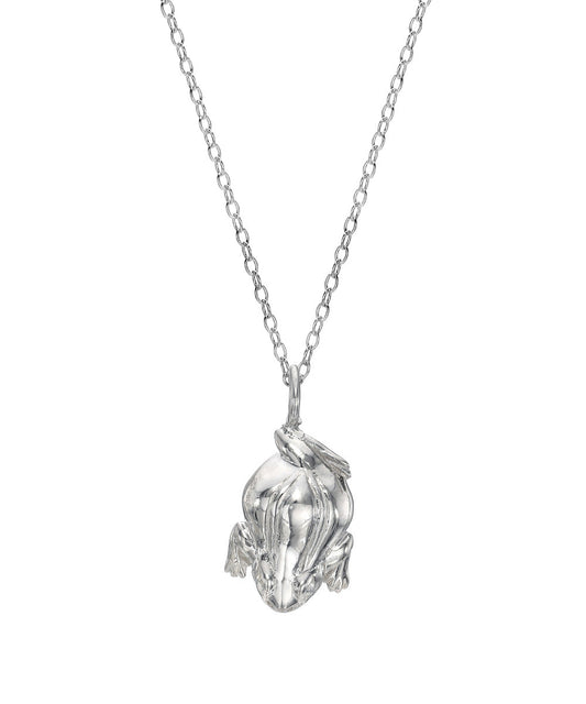 Sterling Silver Jin Chan Money Toad Frog Pendant Necklace, 18"