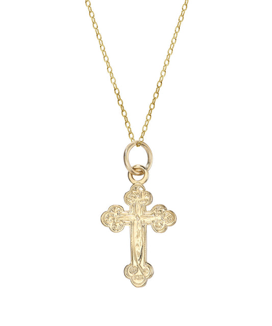 14 Karat Diamond Cross Fleury 0.01 CT, 18"