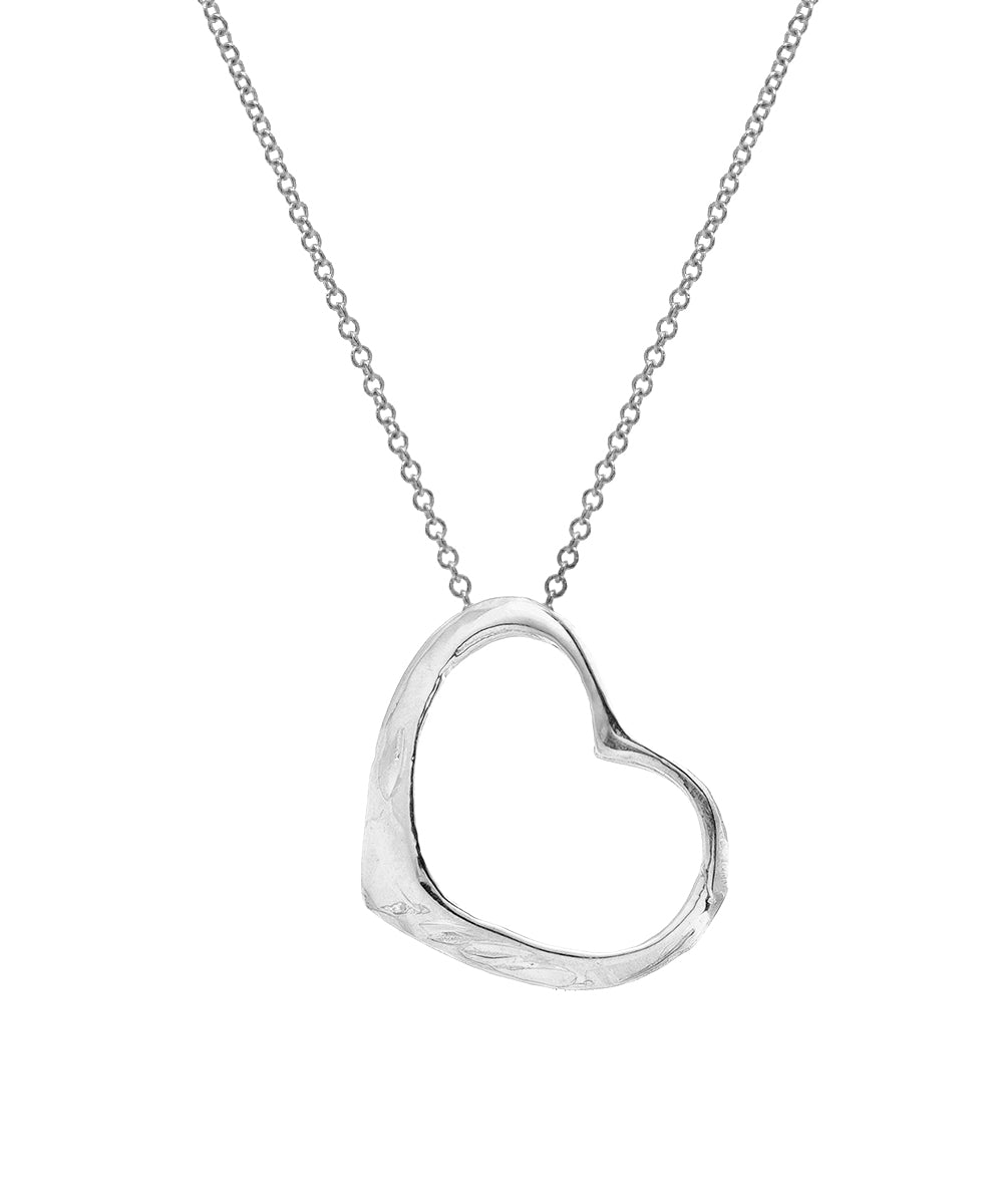 14KT Gold Sideways Dangling Heart Pendant Necklace, 18"