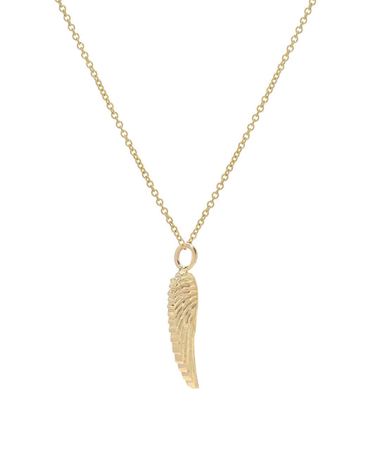 14KT Yellow Gold Angel Wing Pendant Necklace, 18"