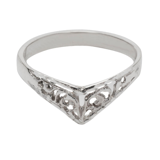 Sterling Silver Chevron Filigree Ring
