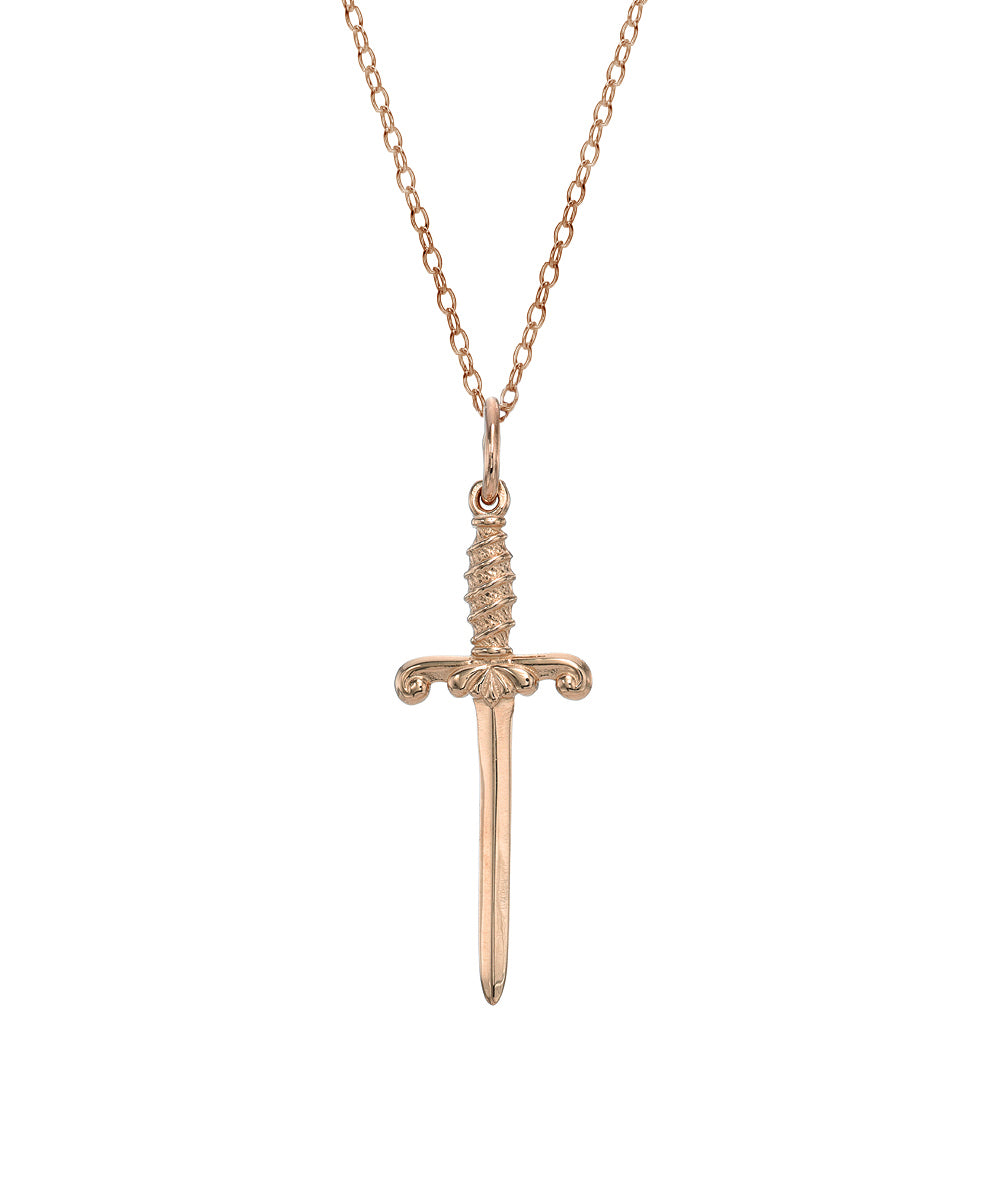 14KT Gold Dagger Sword Pendant Necklace