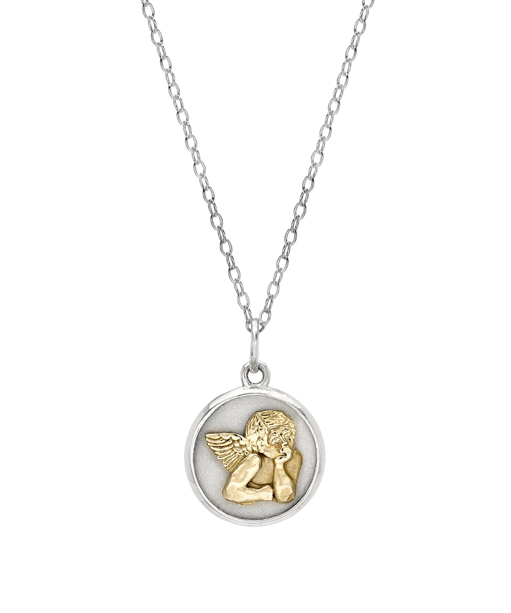 Sterling Silver Cupid Cherub Pendant Necklace