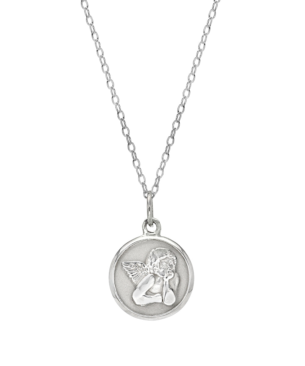 Sterling Silver Cupid Cherub Pendant Necklace