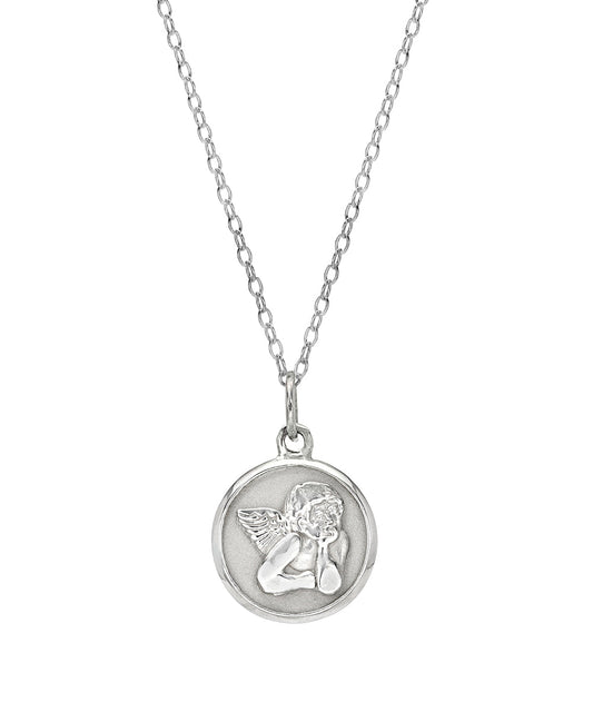 Sterling Silver Cupid Cherub Pendant Necklace