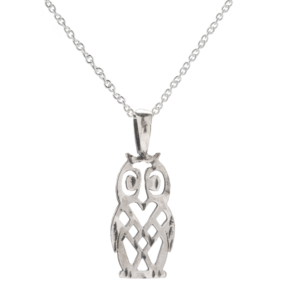 Sterling Silver Owl Pendant Necklace