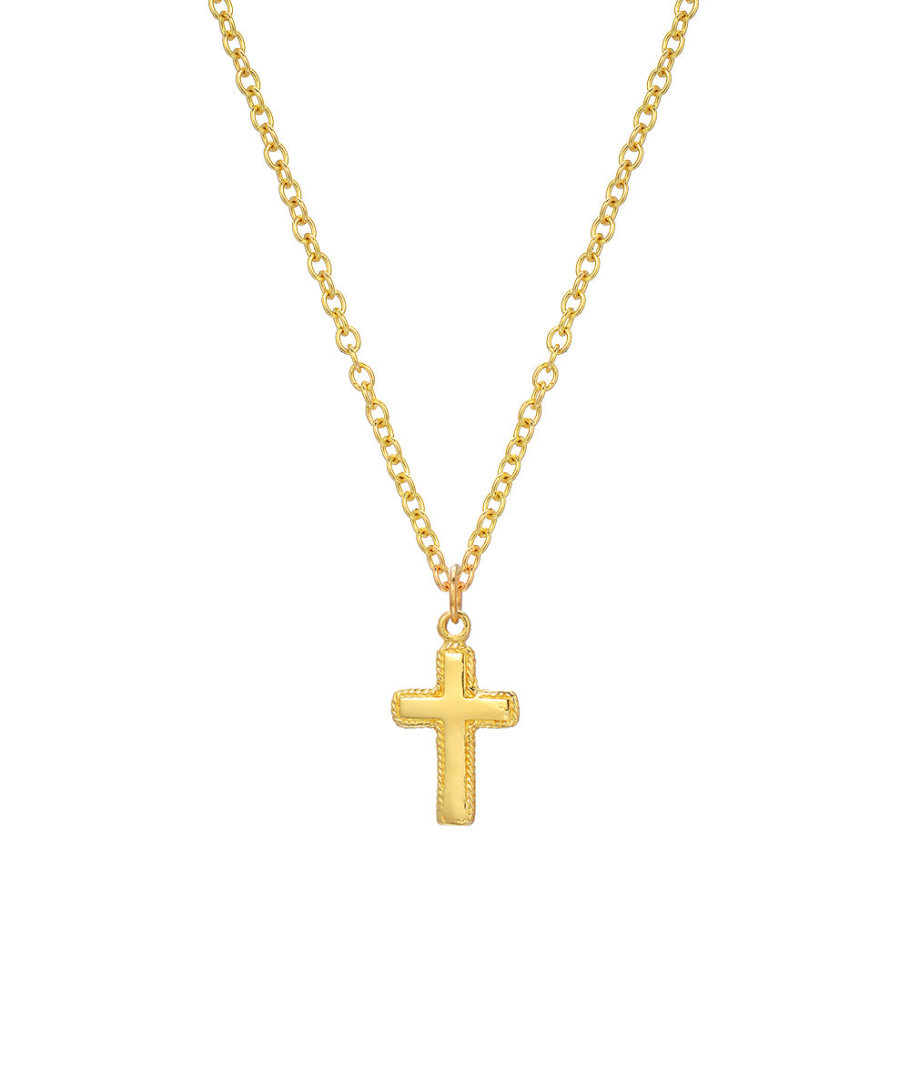14 Karat Yellow Gold Cross Pendant Necklace, 18"
