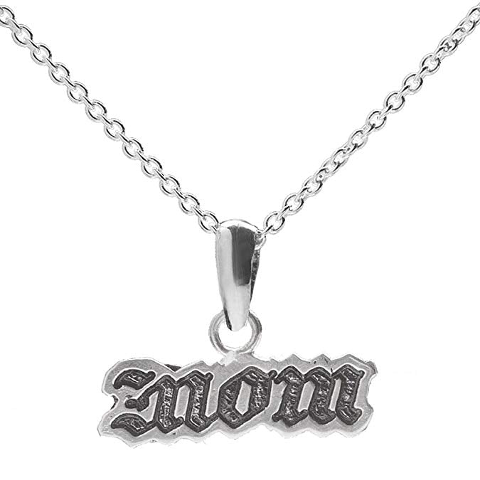 The Sterling Silver Mom Old English Script Pendant Necklace features a bold pendant—an ideal unique gift for Mother's Day.