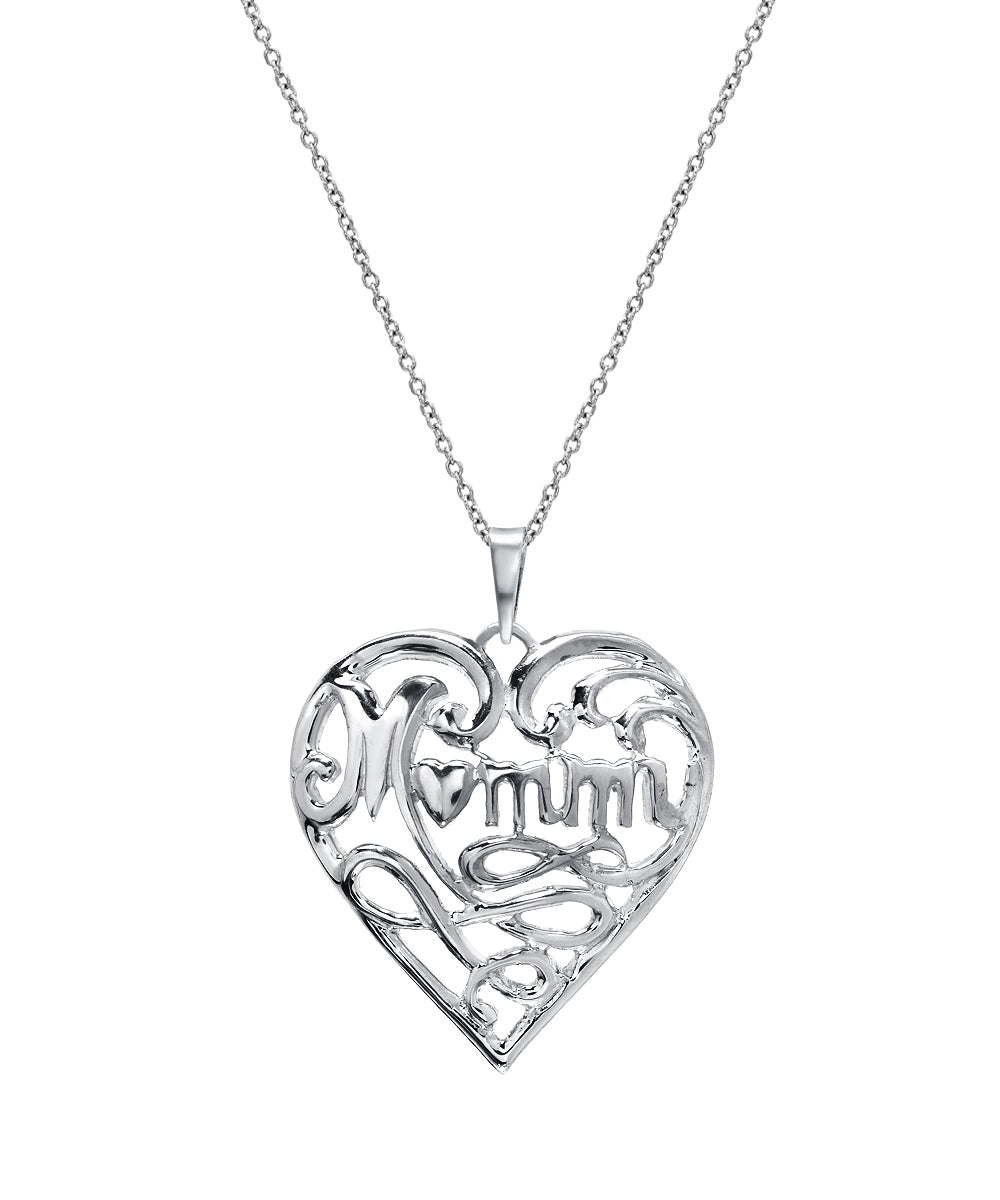 Sterling Silver Mommy Heart Pendant Necklace, 18"