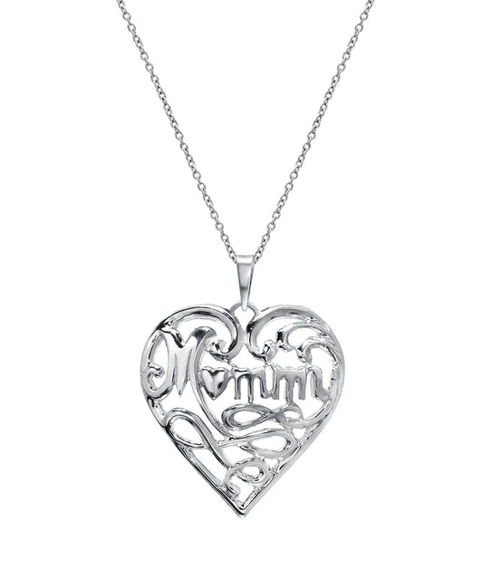 Sterling Silver Mommy Heart Pendant Necklace, 18"