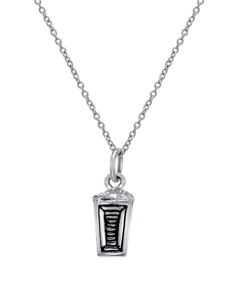 Sterling Silver Movie Theater Popcorn Pendant Necklace