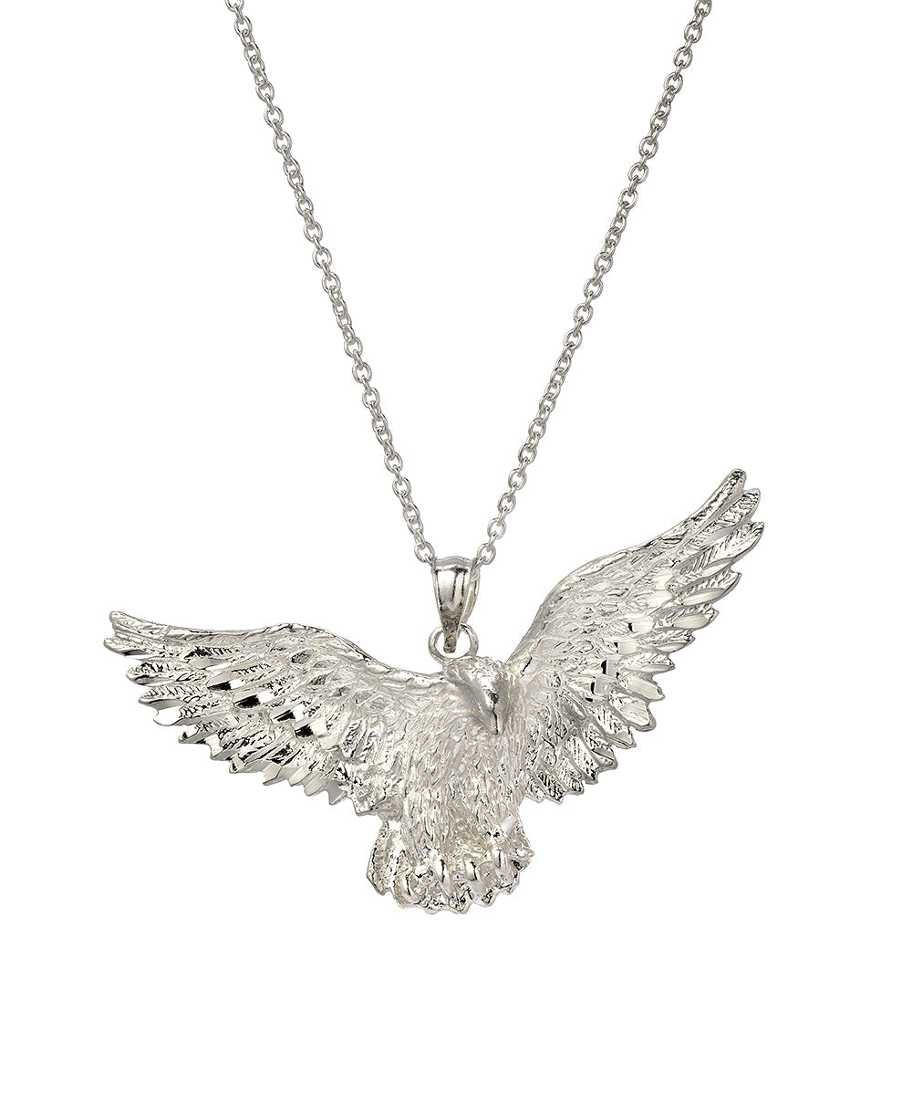 Sterling Silver Bald Eagle Pendant Necklace, 18"