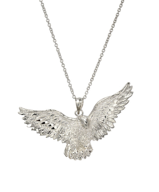Sterling Silver Bald Eagle Pendant Necklace, 18"